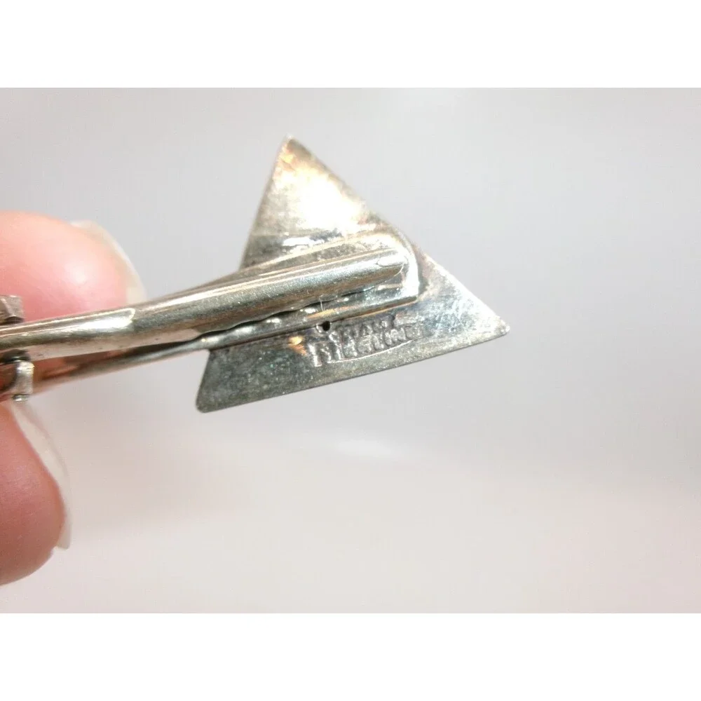 Vintage SIAM Sterling Cufflinks & Tie Clip Bali Dancer Black & Silver Triangles